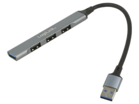 UA0391 Hub USB, USB A gniazdo x4, USB A wtyk, USB 3.0, PnP, szary, 5Gbps