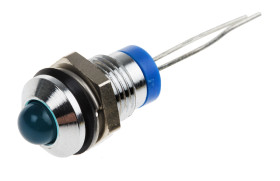 Lampka kontrolna do montażu panelowego 2V dc, niebieska 8mm LED Chrom RS PRO
