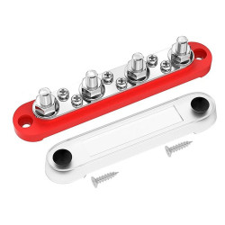 Listwa blok masy BUSBAR M8 + M4 4xM8+6xM4 150A czerwony