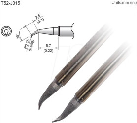 T52-J015 Aktiv-Lötspitze T52-I015, 0,05 mm, gebogen, konisch, 2 Stück