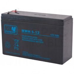 Akumulator AGM do systemów alarmowych, zasilania UPS 12V 5Ah MWH bezobsługowy (Faston 187/250) MW Power