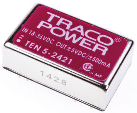 Przetwornica DC-DC, 6W, Uwe 18 → 36 V DC, Uwy ±5V dc, Iwy ±500mA, TRACOPOWER