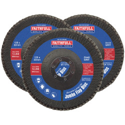 Faithfull FAIFD125ZM3 Zirconia Abrasive Jumbo Flap Disc 125x22mm Mixed Grit 3Pk