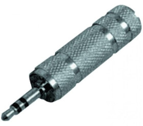 Adapter - przejściówka Jack 3,5mm wtyk / Jack 6,3mm gniazdo; obudowa chromowana