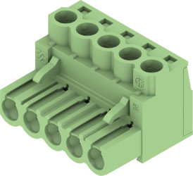 Socket header, 5 pole, pitch 5 mm, straight, green, 1204990000