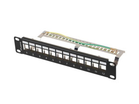 PATCH panel pusty 12 PORT 1U 10 FTP z organizerem do modułów KEYSTONE czarny LANBERG PPKS-9212-B