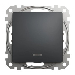 Łącznik 1-biegunowy z sygnalizacją załączenia, czarny antracyt, Sedna Design i Elements SDD114101N