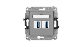 Icon Mechanizm Gniazda Podwójnego 2Xusb A-A 3.0 Szary Mat 27Igusb-6