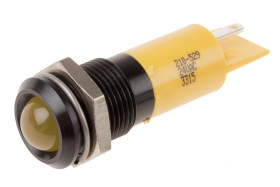 Lampka kontrolna do montażu panelowego 24V ac, Żółta 14mm LED Końcówka lutownicza RS PRO