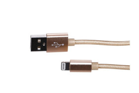 Kabel ze złączem Lightning do smartphonów IPHONE, maks. prąd 2A, wzmocniony oplotem, długość 1m, złoty Extralink