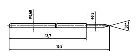 Sonda precyzyjna do płytek PCB PTR 1007-B-0.7N-AU-0.5C, RM 1.27 mm, ?30 m?, 0.68x13.5 m