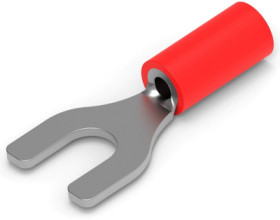 Insulated forked cable lug, 0.26-1.65 mm², AWG 22 to 16, M4, red, 34155
