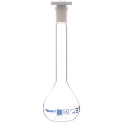 Rapid EGL0448D Volumetric Flask with PE Stopper, Class-B, 50 ml pack of 2