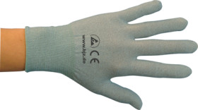 Gloves, with conductive fibers, polyester, gray/white, XS, C-199 2815DR-2XS