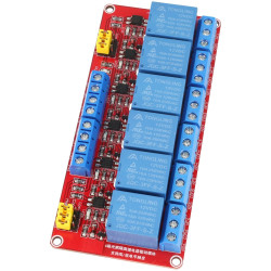 Moduł przekaźników 6 kanałów z optoizolacją 12 V czerwony