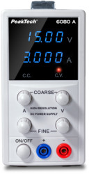 Laboratory power supply, 15 VDC, outputs: 1 (3 A), 0 to 3 A, 45 W, 110-230 VAC, P 6080 A