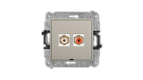 Mini Mechanizm Gniazda Podwójnego Rca, Bez Pola Opisowego (Typu Cinch - Biały...