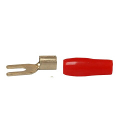 Konektor widełkowy M4 złoty MRS 12GA czerwony /na kabel 4-6mm2