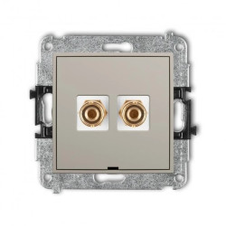 MINI Mechanizm gniazda głośnikowego poj., bez opisu (banan - czerwony i czarny, pozłacany, 4 mm2, do lutowania) taupe 60MGGBO-3