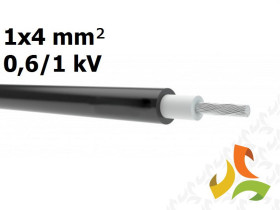 Kabel przewód solarny do instalacji fotowoltaicznych 1x4 mm2 0,6/1kV Cca R500 H1Z2Z2-K TOPSOLAR PV czarny 5601004.NR500 TOP CABL