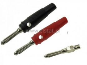 Wtyk banan skręcany 4mm z gniazdem czarny+ czerw.
