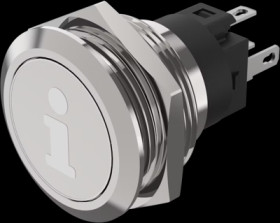 Vandal-proof pushbutton, silver, illuminated  (white), mounting Ø 22 mm, IP65/IP67, 82-6151.1A54.B004