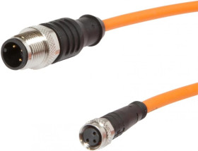 VK30RF84 Kabel połączeniowy, 3 m, gniazdo M8 3-stykowe proste, wtyczka M12 3-stykowa prosta, PUR (poliuretan)