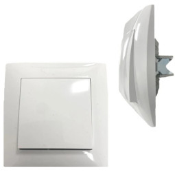 Łącznik Włącznik Światła Pojedynczy Podtynkowy Jednobiegunowy Biały 10A