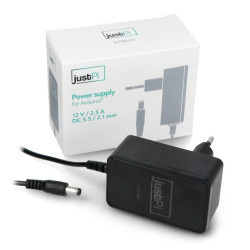 Zasilacz justPi 12V/2,5A do Arduino - wtyk DC 5,5/2,1mm