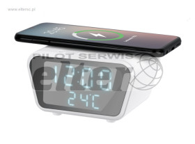 Cyfrowy zegar-budzik z Ĺ‚adowarkÄ… indukcyjnÄ… biaĹ‚y
