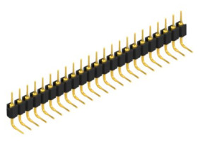 Pin header, 23 pole, pitch 2.54 mm, angled, black, MK5123G