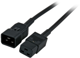 Extension cable, International, C20-plug, straight on C19 socket, straight, H05VV-F3G1.5 mm², black, 2.5 m, EK519.2,5