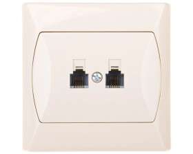 AKCENT Gniazdo telefoniczne podwójne RJ11 niezależne beżowe GPT-2AN/01