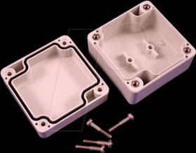 1554BGY Plastic housing, series 1554, 65 x 65 x 40 mm, gray