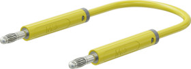 Measuring lead with (4 mm lamella plug, straight) to (4 mm lamella plug, straight), 1 m, yellow, PVC, 1.0 mm², 64.1070-10024