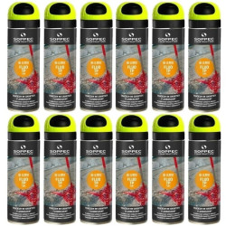 Farba geodezyjna do znakowania spray żółta 12 sztuk SOPPEC Fluo T.P.