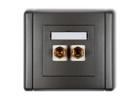 FLEXI Gniazdo głośnikowe pojedyncze (typu banan - czerwony i czarny pozłacane 4 mm2 do lutowania) grafitowy 11FGG-3 KARLIK