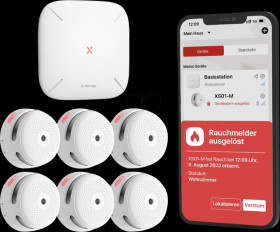 FS61 Smoke detector, RF radio, networkable, 6 units, with base statio