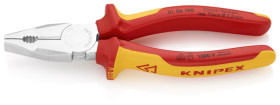 Szczypce uniwersalne chromowo-wanadowe z wielokomponentowymi nasadkami, izolowane wg VDE chromowane 190 mm KNIPEX 01 06 19