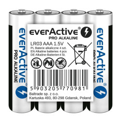 LR03PRO4T - Baterie alkaliczne AAA / LR03 everActive Pro - 4 sztuki (taca)
