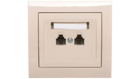 Kier Gniazdo Telefoniczne Podwójne Rj11 Równoległe Beżowe Gpt-2Wr/01