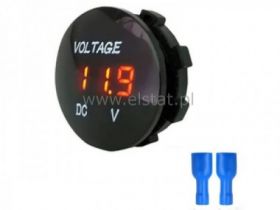 Woltomierz okrągły LED pomarańcz 5-48V, hermetyk