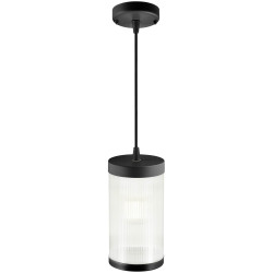 Nordlux 2218053003 Coupar Pendant Light E-27 Black Ribbed Glass Design