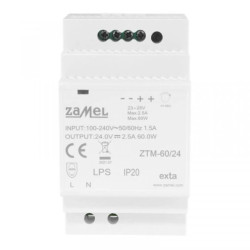 Zasilacz impulsowy montowany na szynie TH-35 (DIN) 60W 24V DC typ: ZTM-60/24 EXT10000284