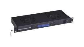 Panel Wentylacyjny 19 1U, 2 Wentylatory, Cyfrowy, Kolor Czarny Sa-F-1U-2-T2-C