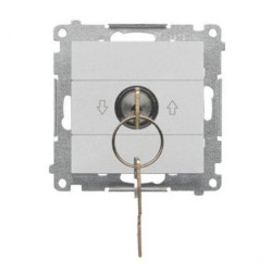 Simon 55 Łącznik na kluczyk roletowy chwilowy przycisk (moduł) 3 pozycyjny I-0-II” 2 styki N/O, 5 A Aluminium mat TPZK.01/143