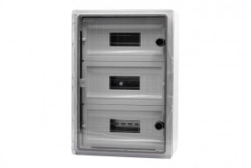 Szafa z tworzywa MP 350x500x190 mm IP65 drzwi przeźroczyste 3 rzędy 45 modułów