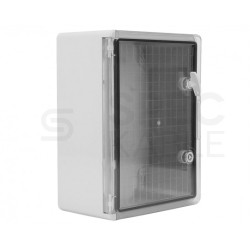 Obudowa plastikowa skrzynka hermetyczna, drzwin transparentne ABS 400x300x170mm IP65