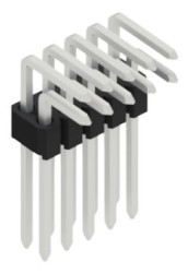 Pin header, 10 pole, pitch 1.27 mm, angled, black, SLVW4KA06010Z