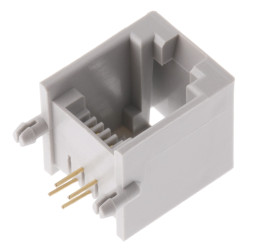 Złącze RJ11 Żeński Złącze RJ11 Montaż na płytce drukowanej RS PRO, 90°, 6P4C-żyłowe